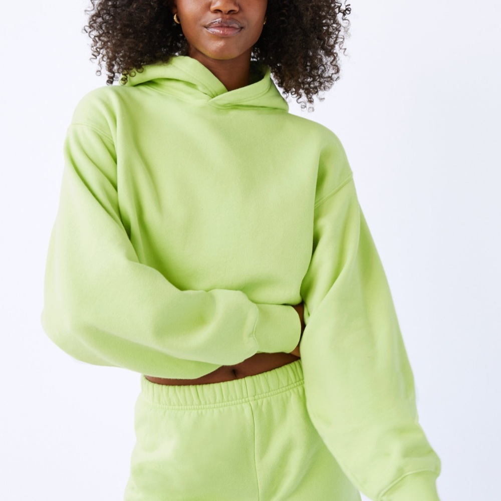 aritzia TNA perfect hoodie soft lime